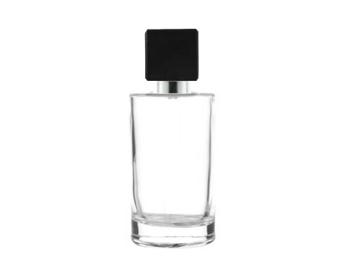 50ml tower slim clear perfume bottle black square silver cap