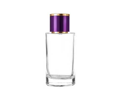 50ml tower slim clear perfume bottle with purple gold clear cap