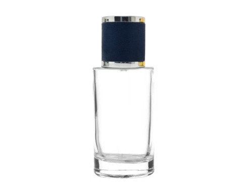 50ml tower slim clear perfume bottle with blue silver leather cap