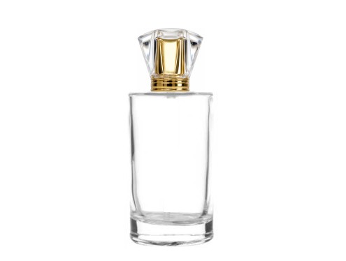 50ml tower slim clear perfume bottle with gold crown cap