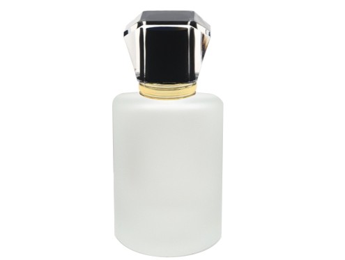 50ml tower squat frosted perfume bottle with black acrylic cap