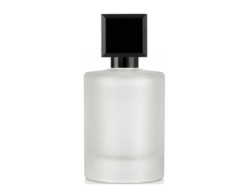 50ml tower squat frosted perfume bottle with black black square cap