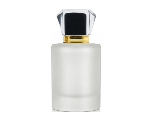 50ml tower squat frosted perfume bottle with black gold acrylic cap