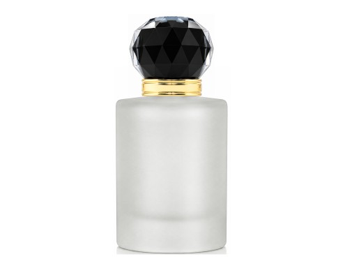 50ml tower squat frosted perfume bottle with black gold crown cap