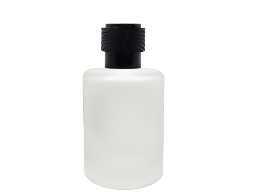 50ml tower squat frosted perfume bottle with black round cap