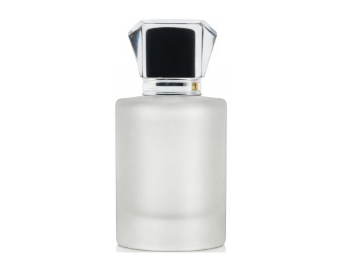 50ml tower squat frosted perfume bottle with black silver acrylic cap