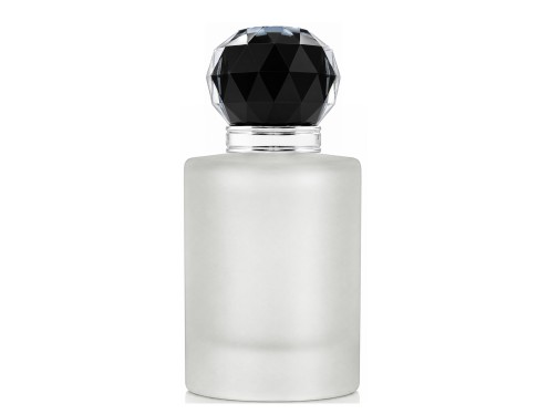 50ml tower squat frosted perfume bottle with black silver crown cap