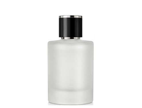 50ml tower squat frosted perfume bottle with black silver cap