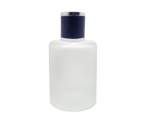 50ml tower squat frosted perfume bottle with blue silver leather cap