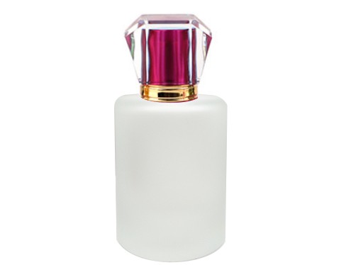 50ml tower squat frosted perfume bottle with dark pink acrylic cap
