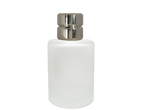 50ml tower squat frosted perfume bottle with silver round stacked cap