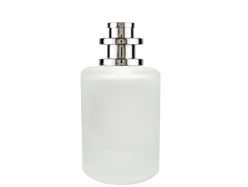 50ml tower squat frosted perfume bottle with silver stacked cap
