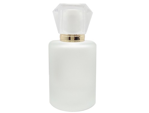 50ml tower squat frosted perfume bottle with white gold acrylic cap