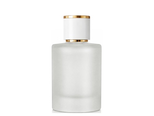 50ml tower squat frosted perfume bottle with white gold cap