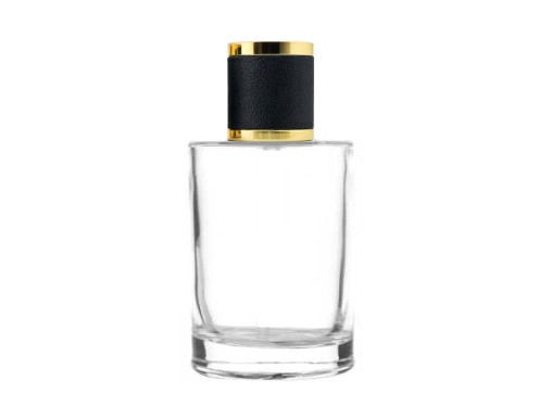 50ml tower squat perfume bottle with black gold leather cap