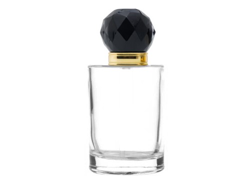 50ml tower squat perfume bottle with black gold round cap