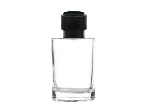 55ml ebony black perfume bottle with square silver black cap