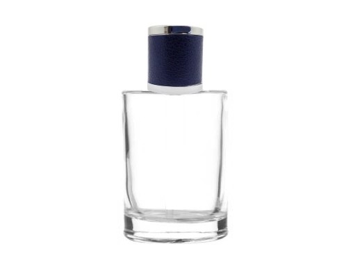 50ml tower squat perfume bottle with blue silver leather cap