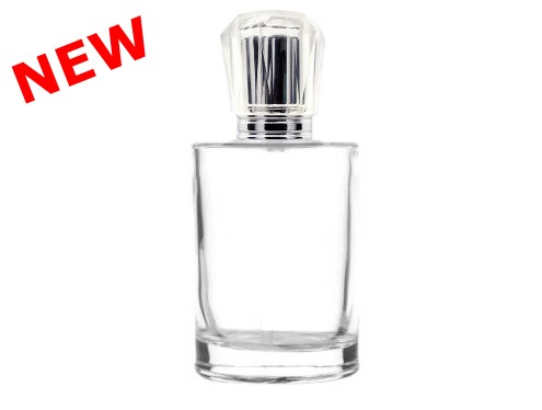 50ml tower squat perfume bottle with silver tall crown cap