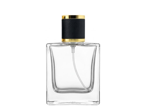 50ml vetiver clear perfume bottle black gold leather cap