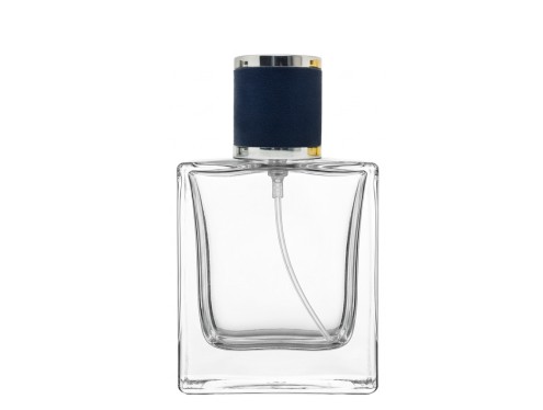 50ml vetiver clear perfume bottle blue silver leather cap