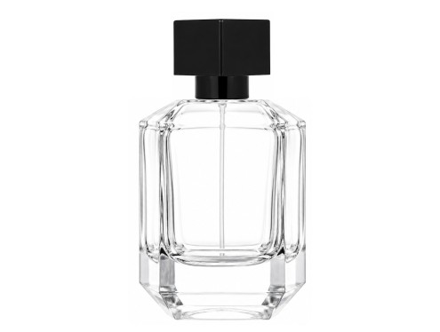 55ml asscher diamond shaped perfume bottle with black cap