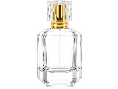 55ml asscher diamond shaped perfume bottle with flat gold cap