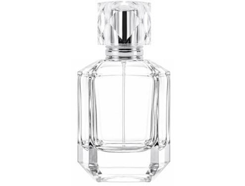 55ml asscher diamond shaped perfume bottle with flat silver cap