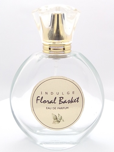 gold perfume label on clear